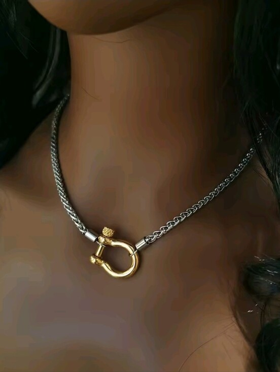 Anthropologie Jewelry - Two-Tone Silver Chain Necklace with Gold Heart Clasp